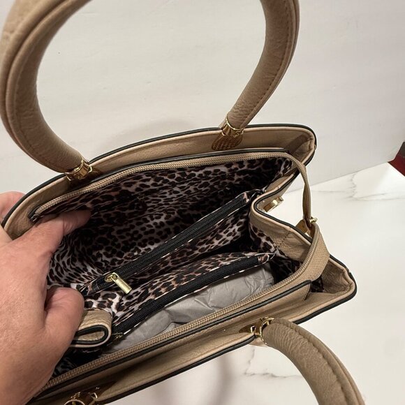 K. Carroll Crossbody Top Handle Convertible Purse RFID Bone Animal Print Lining - Picture 8 of 13
